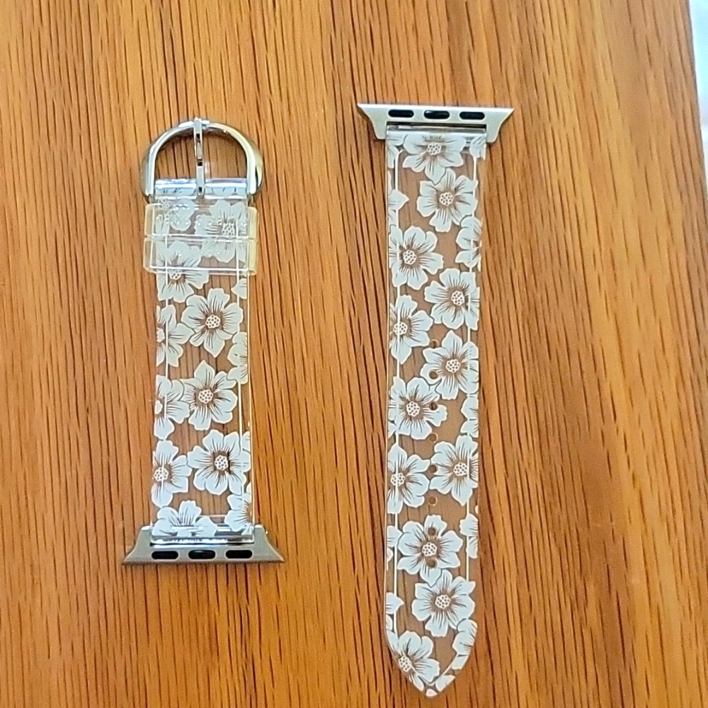 Kate Spade clear white flower watch band for Apple Watch or Samsung Watch